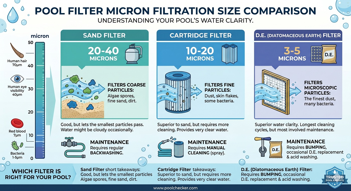 Comparison of sand, cartridge, and D.E. filter media