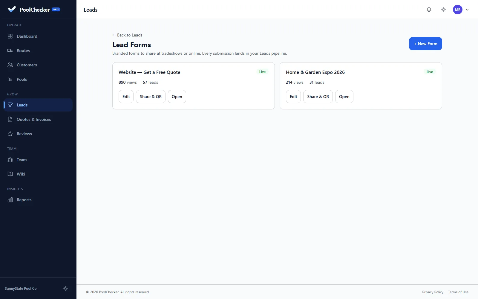 Hosted lead-capture forms with QR codes
