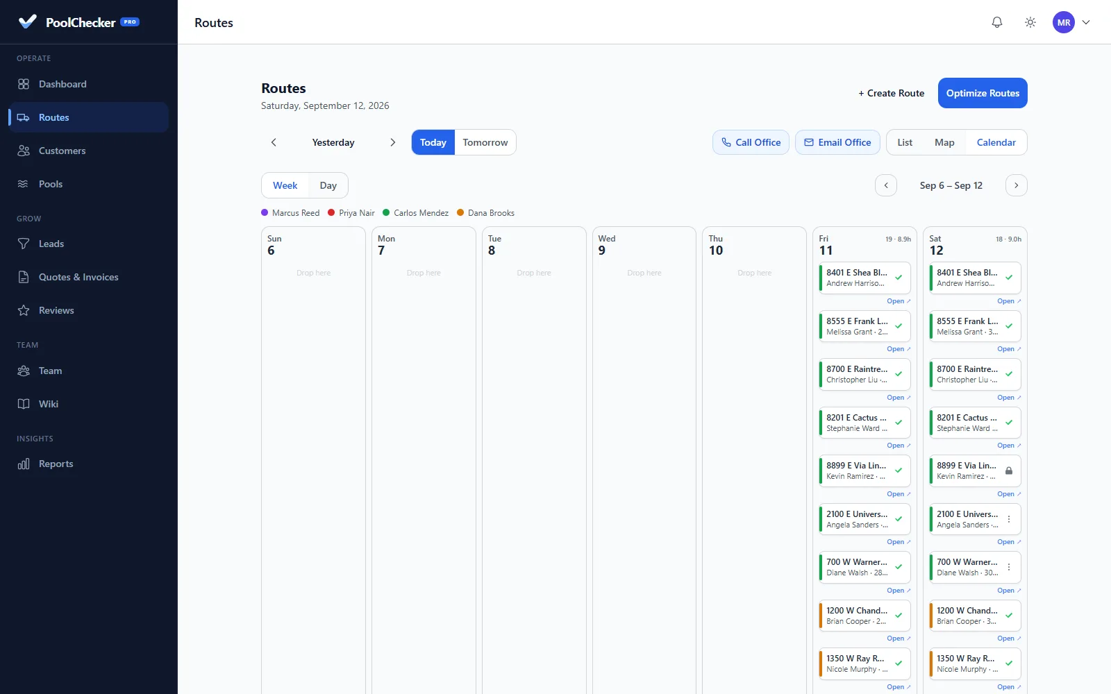 Drag-and-drop dispatcher calendar